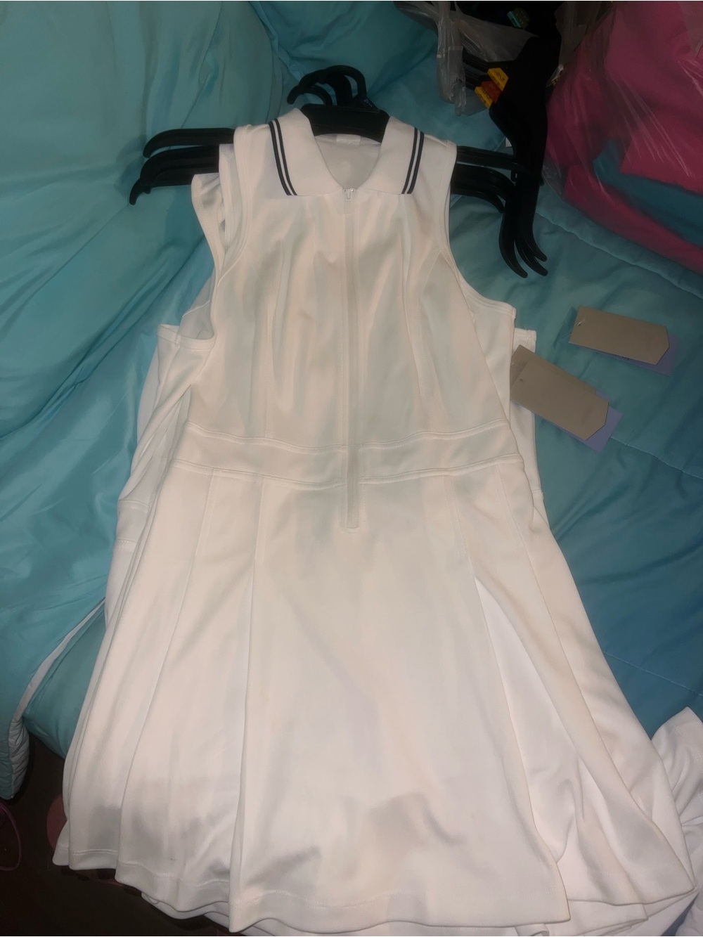 Avia White Sleeveless Zip-Front Golf Dress with Contrast Collar - Picture 6 of 7